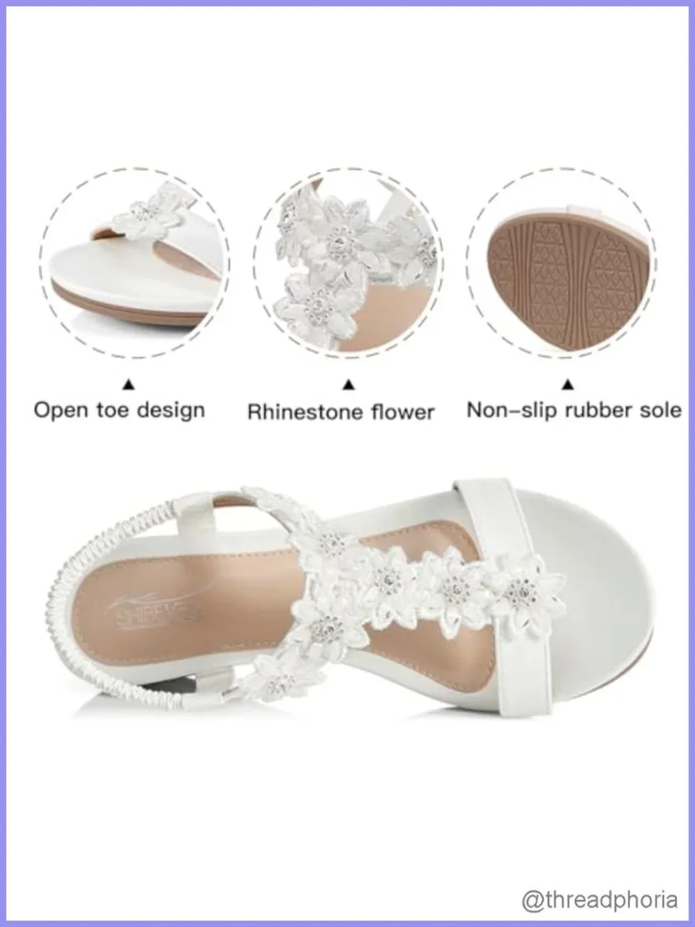 Boho Platform Wedge Sandals with Rhinestone Flowers & Ankle Strap